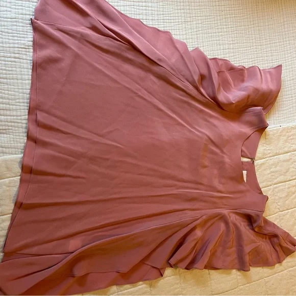Amanda Uprichard Silk Ruffle Blouse/Top In Rose Size Small Spring Romantic - Picture 6 of 6